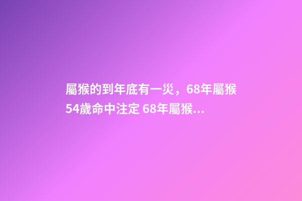 屬猴的到年底有一災，68年屬猴54歲命中注定 68年屬猴女2023年的運程-第1張-觀點-玄機派